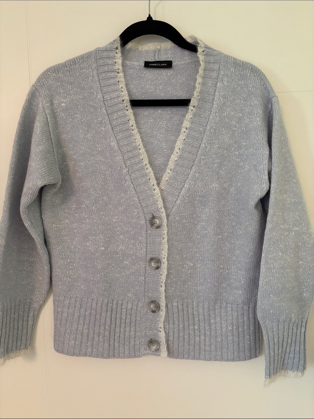 Anneclaire Light Blue V-Neck Button Cardigan
